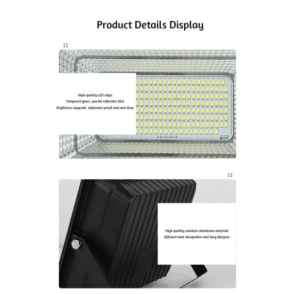 High Brightness LED Solar Floodlight Waterproof Outdoor Courtyard and Street Light with Aluminum Shell IP66 Rating 100W