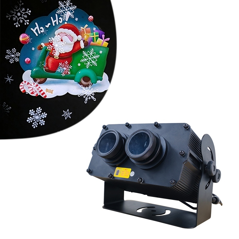 60W LED Outdoor 2in1 Christmas Gobo Projector Snowflake Pattern Light