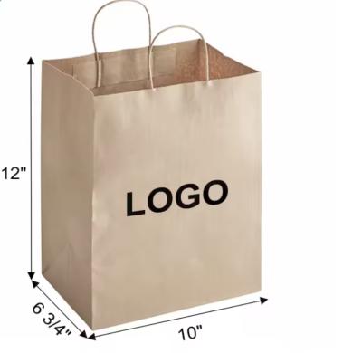 Bolsa de papel kraft marrón con logotipo personalizado, reutilizable, ecológica,
