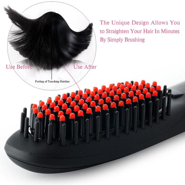 Electric Hair Styling Comb Red Easy To Use Ceramic Plate Fast Heating