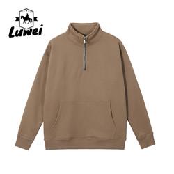 Designer Men Street Hoody Sweatshirt Crop Top Slim 380g 95% Cotton Half Zip Stand Collar Street Wear Hoodie