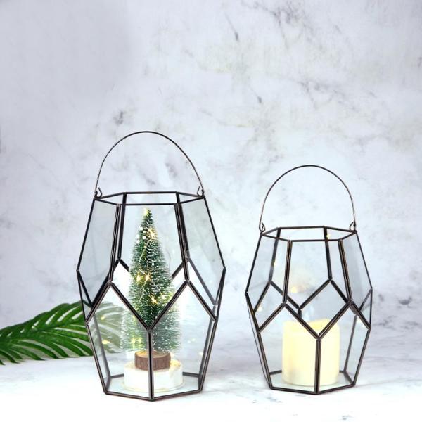 Glass lantern copper artfact large size wind lamp spot glass retro candle holder decoration horselight floor hand