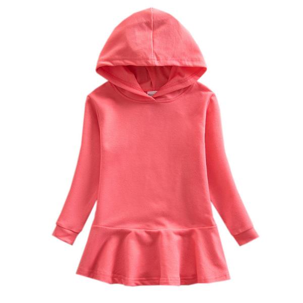 Das crianças feitas sob encomenda do vestido do algodão das meninas da roupa do vestido das crianças vestido encapuçado da camiseta