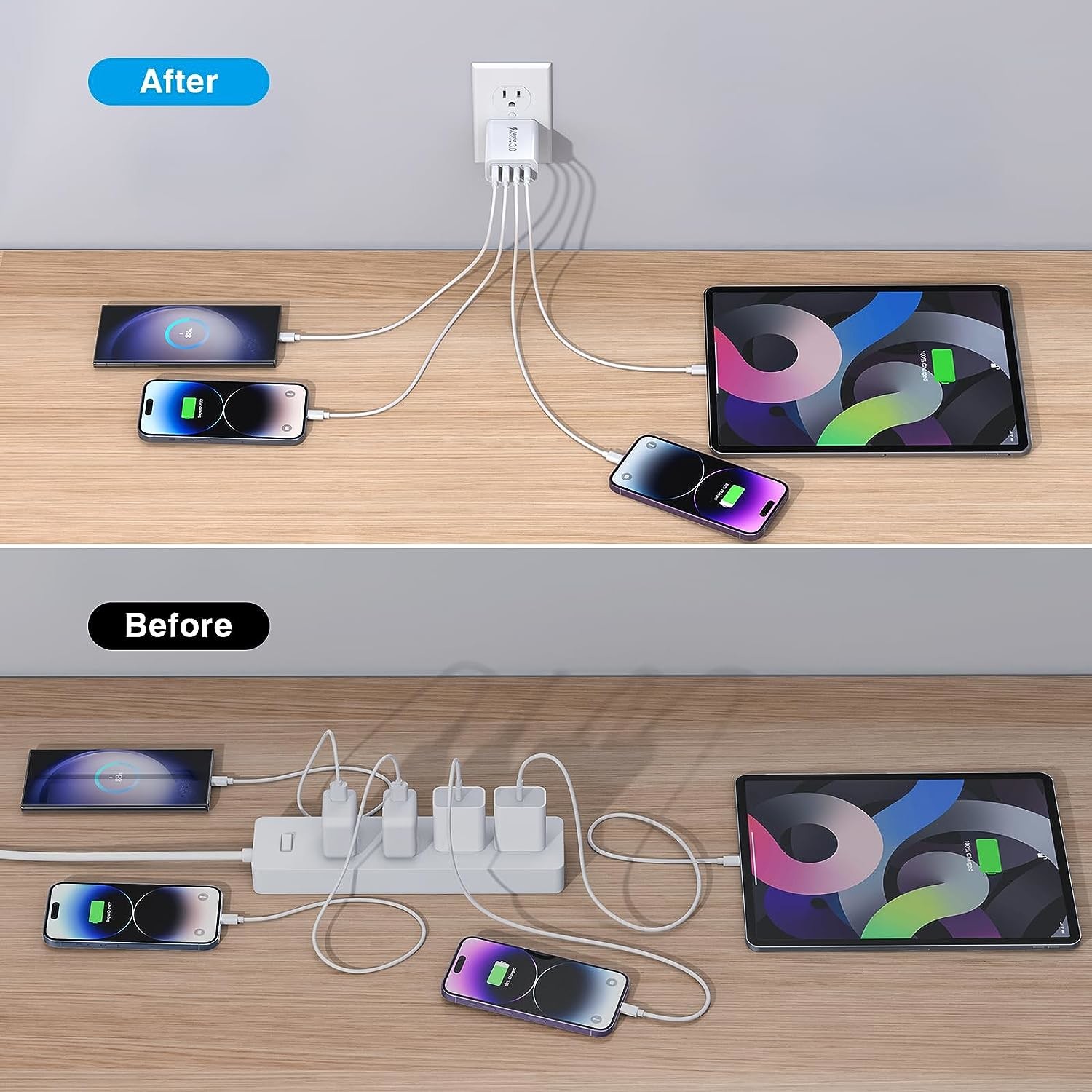Мобильный телефон 40 Вт адаптер питания с 2USB C и 2USB 4 порта путешествия быстрой зарядки головы