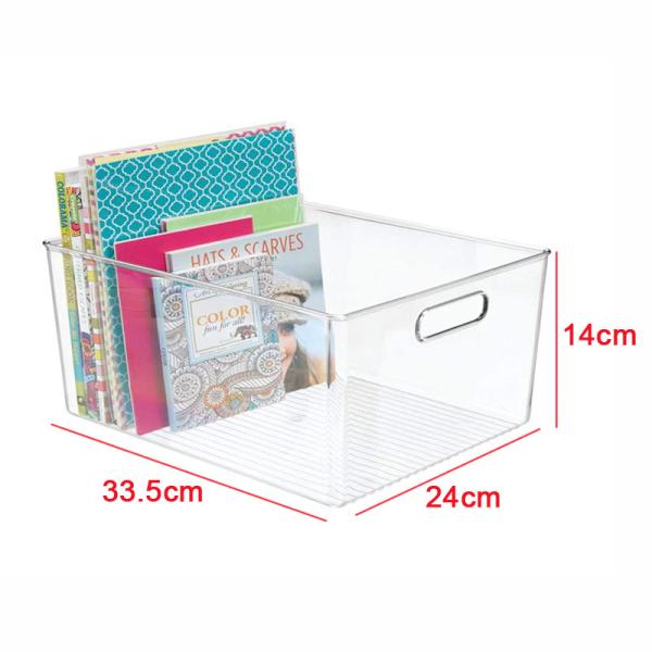 Plastic Clear Storage Bins Pantry Organizer Box Bin Containers for Organizing Kitchen Fridge, Food, Snack Pantry Cabinet