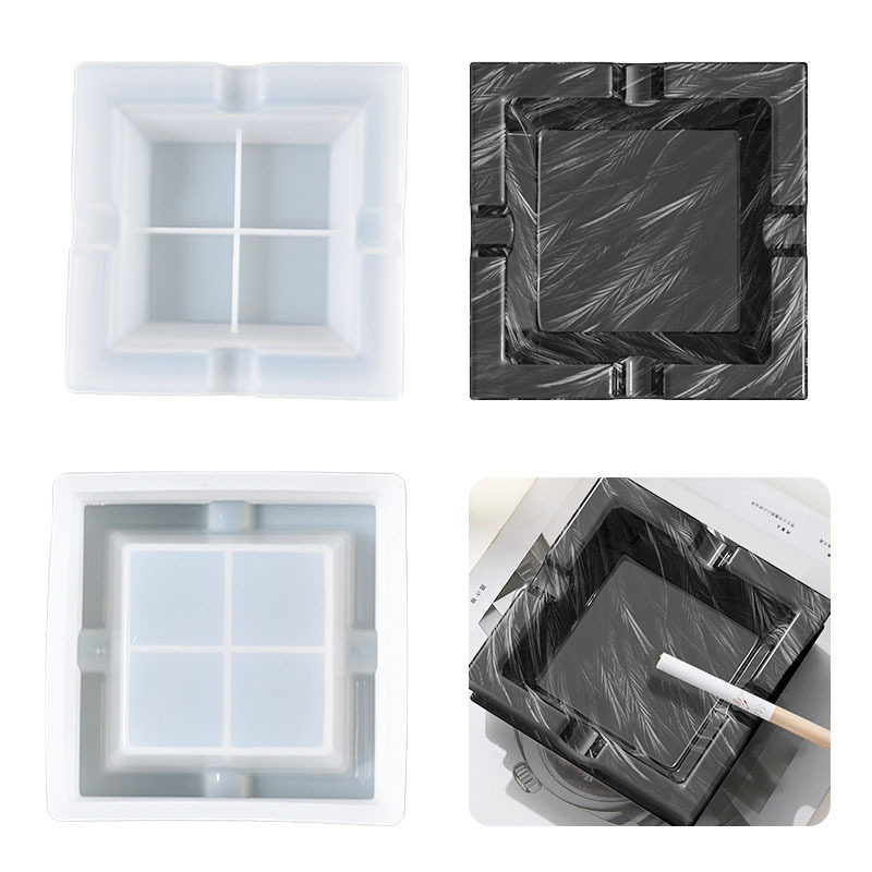 DIY Crystal Resin Ashtray Mold Minimalist Geometric Ashtray Office Storage Box Silicone Mold