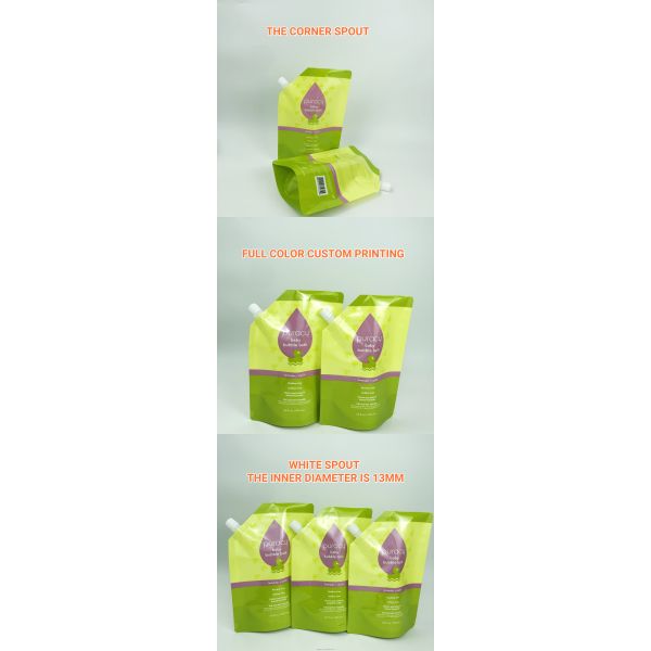 Custom Drink Pouch With Logo Reusable 1L Laundry Detergent Spout Pouch Bag MOQ 10pcs Liquid Bags Shampoo Refill Sub-packaging