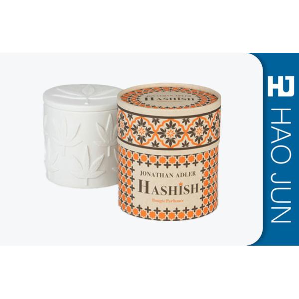 Matt Finish Luxury Round Candle Boxes Sponge Silver Hot Stamping Logo