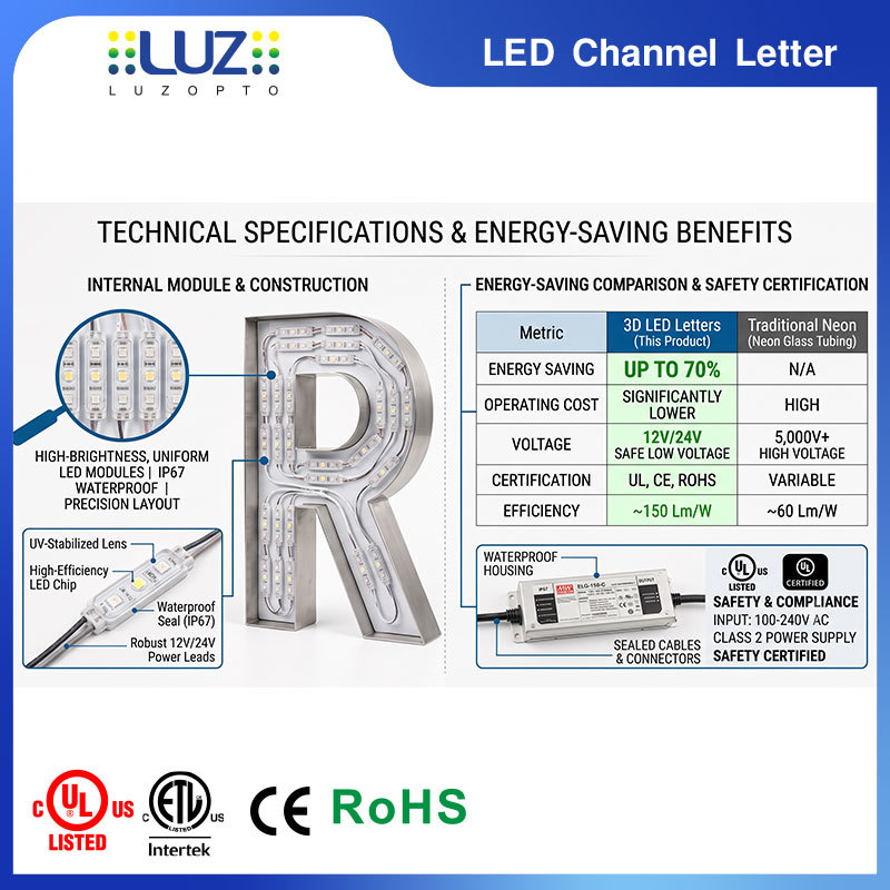Energy - Saving / 3D Aluminum Frontlit Channel Letters For Retail Store