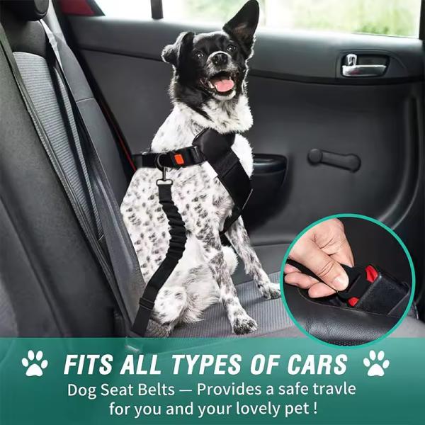 Cinturones de seguridad ajustables para perros con logotipo personalizado, cinturones de seguridad para el coche extensibles para perros