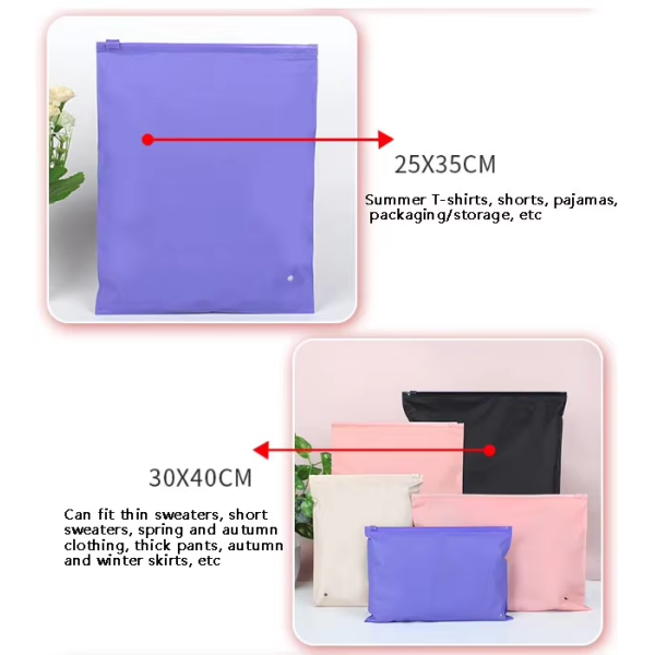 Customized PVC matte zipper clothing bags, plastic zipper locks, clothes, T-shirts, other clothing packaging - for socks and shoes