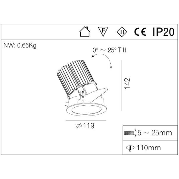 40W Hotel Dimmable LED Downlight , Traic 1-10V DALI Dimmable Hotel Lobby Downlight