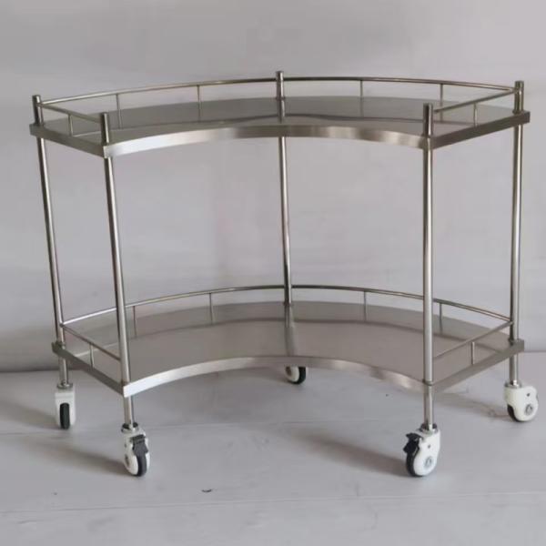 2 Tier Stainless Steel Quadrant Surgical Cart OR Instrument Trolley