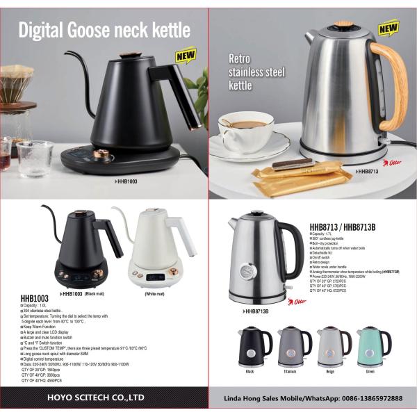 Stainless Steel Electric Kettle for Hotel Portable Water Kettle 1.6-2.0L Capacity