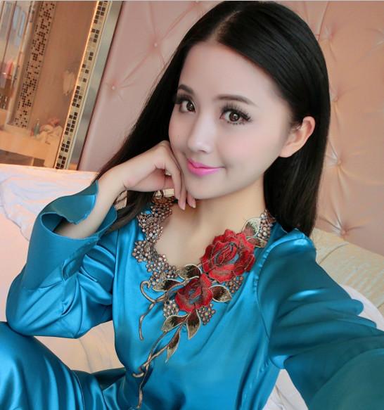 100%Polyester  Embroidery  Pajams Collar Lace   Mesh Based Necklace Decoration