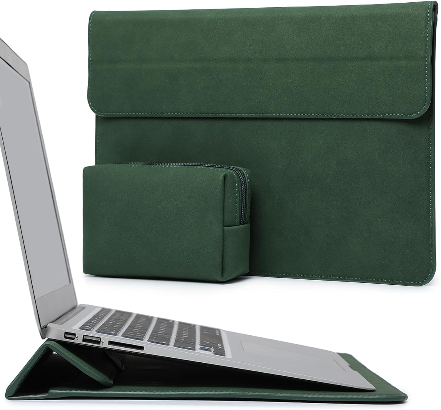 Factory Leather Laptop Sleeve Case With Stand Computer Carrying Bag With Pouch LBX1226-2