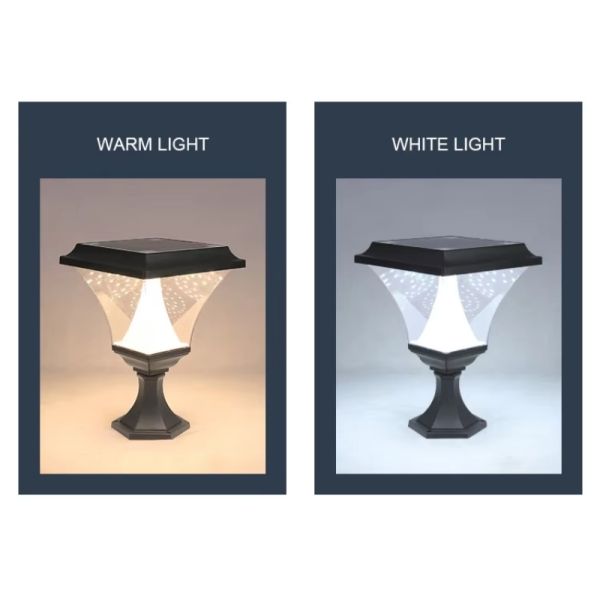 LED Solar Pillar Light With Smart Light Sensor Weather-Resistant Design for Villa Courtyard Driveway Pillars