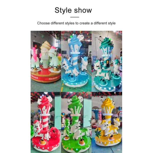 200W Kiddy Ride Machine Ice Cream Carousel Playground Equipment For Three People