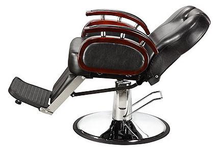 Reclining Backrest Salon Barber Chair Brown With PU Leather Materials 48.5 KGs