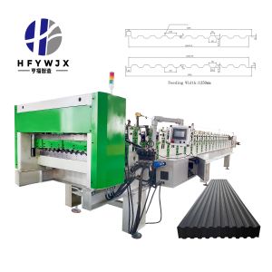 Automatic PLC Controlled C8 C21 Double Layer Roof Forming Machine 350H Steel Frame
