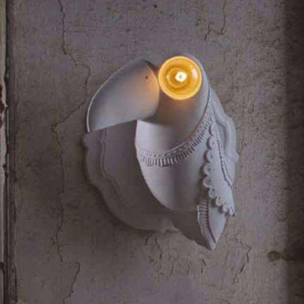 Resin animal wall lamp bedroom bedside lamp living room decor White Ceramic Toucan Wall Light (WH-VR-72)