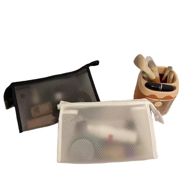 Black Mesh Bags Custom Durable Makeup and Travel Storage Bags with Mesh Zipper Pouch