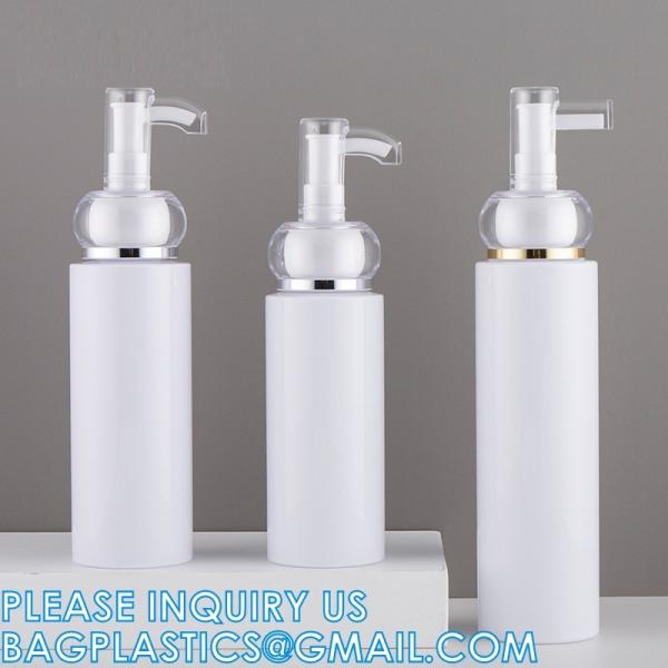 Shampoo Pump Bottle, Luxury Silver Cosmetic Packaging Face Cream Serum Essence Lotion Dispenser Pump Bottle