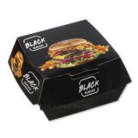 Boîtes à hamburgers à emporter en papier kraft noir Emballage de hamburgers jetables