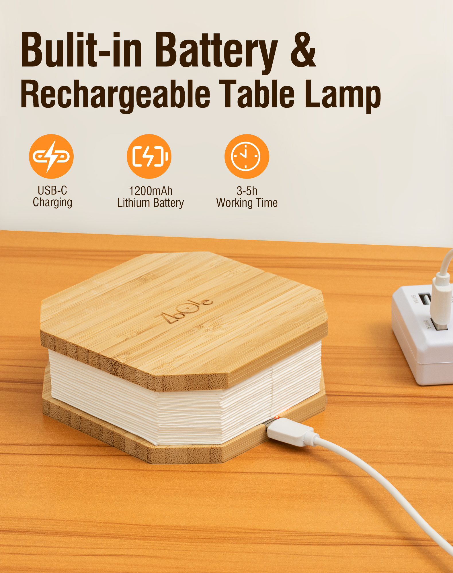 Recyclable Tyvek Paper Accordion Light Table Lamp Waterproof Anti Tear