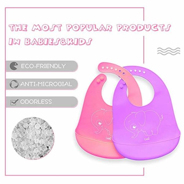 Waterproof Soft Silicone Baby Apron Bib Easily Wipes Clean Customized Size