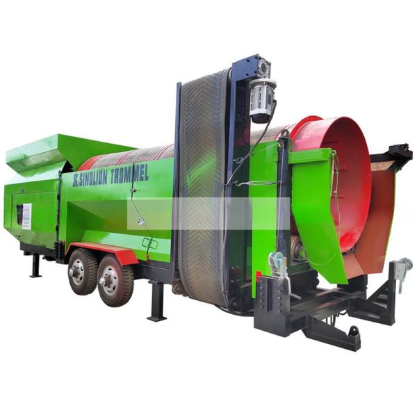 Stainless Steel Compost Sieve with Stacking Conveyor and Customizable Discharge Size