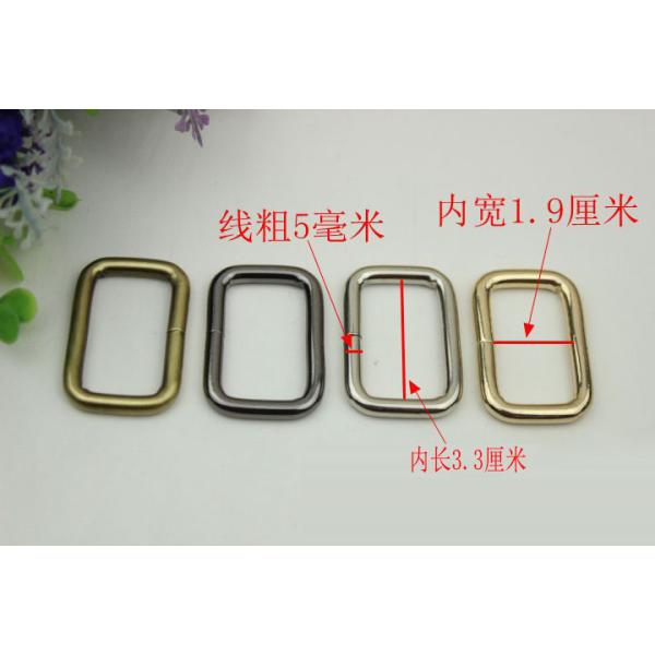 Wholesale light gold 33 mm metal wire iron square ring strap buckle for bags