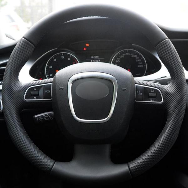 Custom Black Steering Wheel Cover for Audi A3 8P 2008-2013 Enhanced Driving Experience