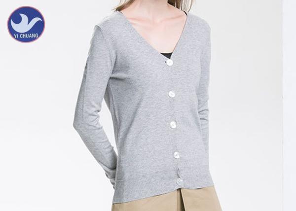 Front / Back V Neck Womens Knit Cardigan Sweaters Buttons Brief Knitwear For Spring / Autumn 