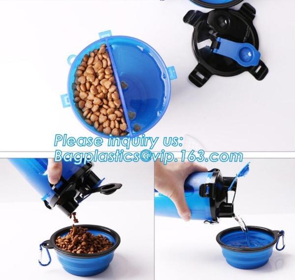 Dog Travel Water Bottle Collapsible Bowls, 2 in 1 Pet Food Container with Collapse Bowls, Outdoor Portable Water Bowls