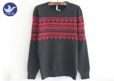 Jacquard Pattern Men'S Knit Pullover Sweater Crew Neck Long Sleeves OEM Service