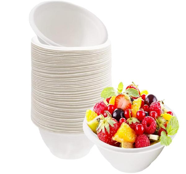 Custom Paper Bowl White Color 100% Sugarcane Food Tray Bio-product Paper Hot Soup Container