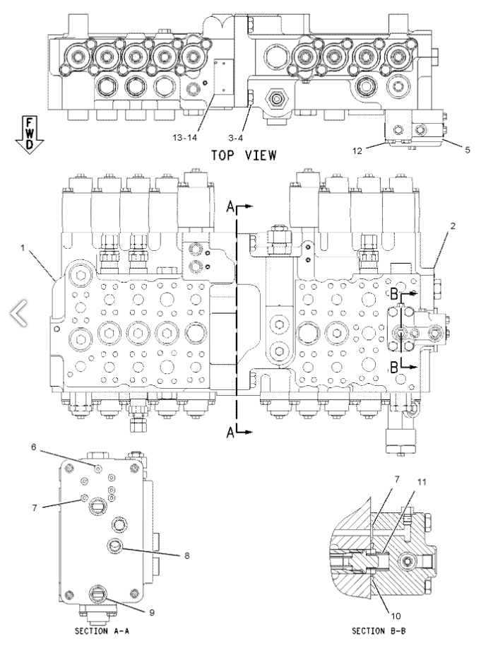 172-5875 CAT 330B Гидравлический клапан управления сборка, приводящая 3306 двигатель Части экскаватора Строительство Снос