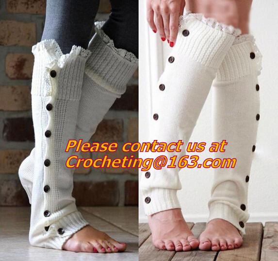 Leg Warmers, Women's Accessories, Boot Topper, Knitted Leg Warmers, Crochet Lace Trim