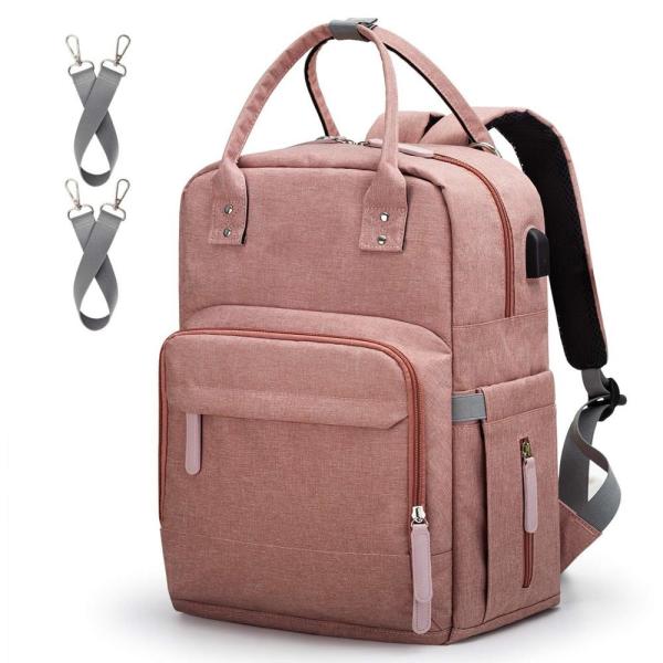 Outing pink Nappy Baby Diaper Backpack with USB Charging Port