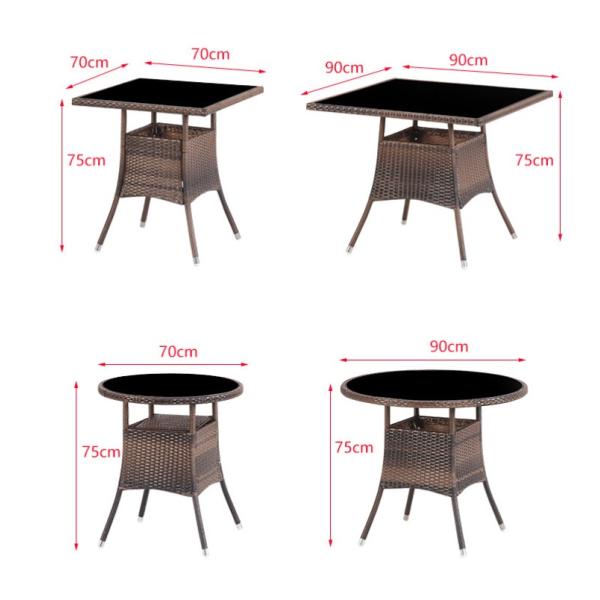 Garden Chair Set 7-Piece Wicker Patio Dining Furniture with Rectangular and Round Table