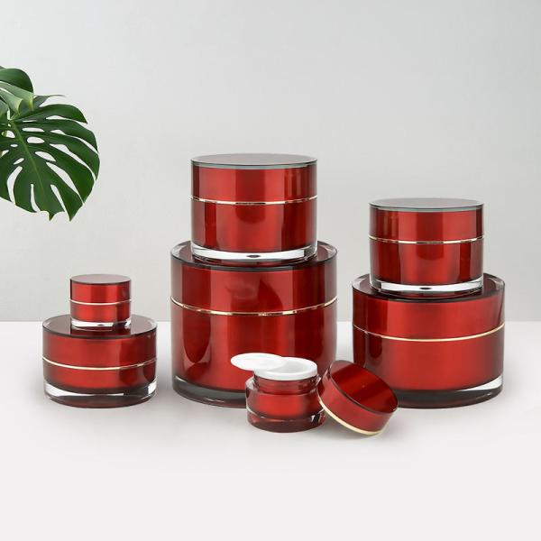 Wine Red Round Acrylic Packaging Jars For Cosmetics Luxury PMMA Cream Packaging Jar