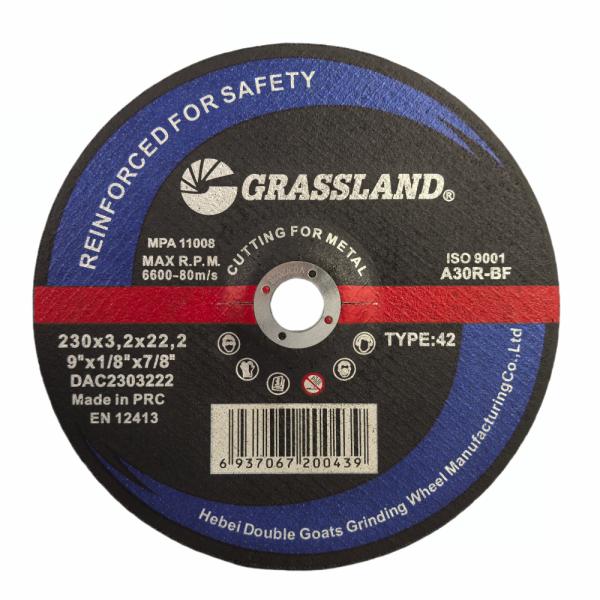 GRASSLAND 9 Metal Cutting Discs 230mm X 3.2mm X 22.2mm for Contaminant-Free Cutting of Stainless Steel