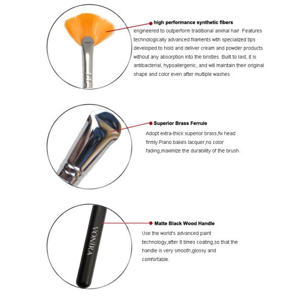 Soft Lash Fan High Quality Makeup Brushes Long Black Wood Handle