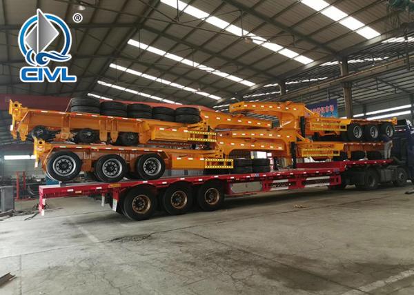 3 Axle 2 x 20ft / 40ft 12500mm Flatbed Container Semi Trailer / Trailer Chassis