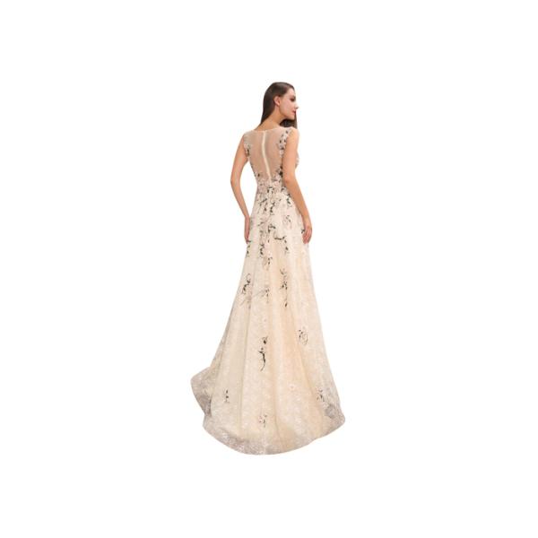 Beige Lace Middle Eastern Party Dresses , Anti - Wrinkle Middle Eastern Gowns