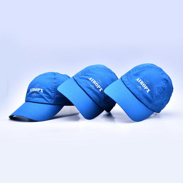 Chapéus de nylon do golfe do poliéster do algodão de nylon ajustável azul da curvatura do metal do Webbing do Snapback para atividades exteriores