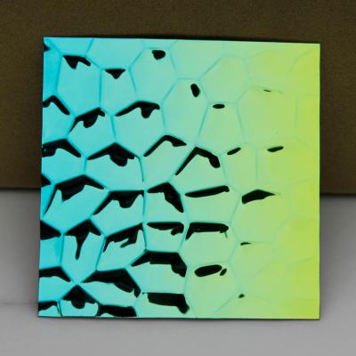 3D Golden Mirror Decorative Stainless Steel Sheet 304 Hammered Patterns PVD Green