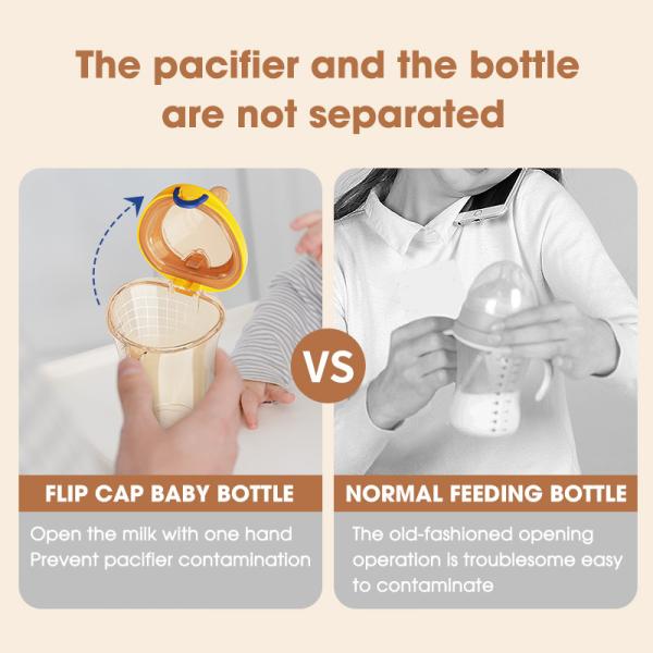 Nice Papa Self Patents Anti Colic Flip Cap Baby Bottle Extra Wide Neck One Hand Free