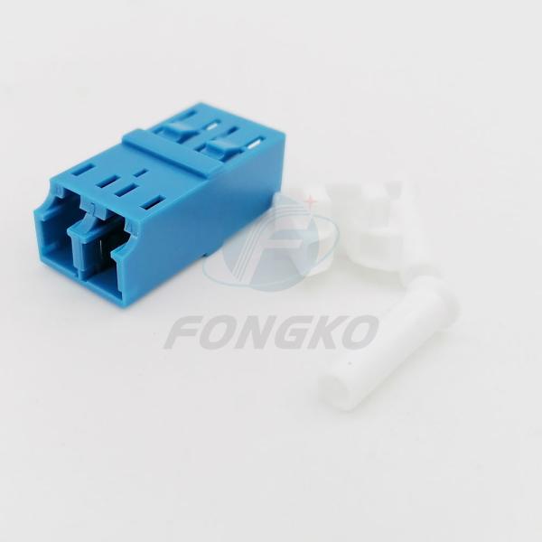 Unibody Shell Plastic Buckle Optical Fiber Adapter Metal Shutter Duplex LC / UPC Flangeless